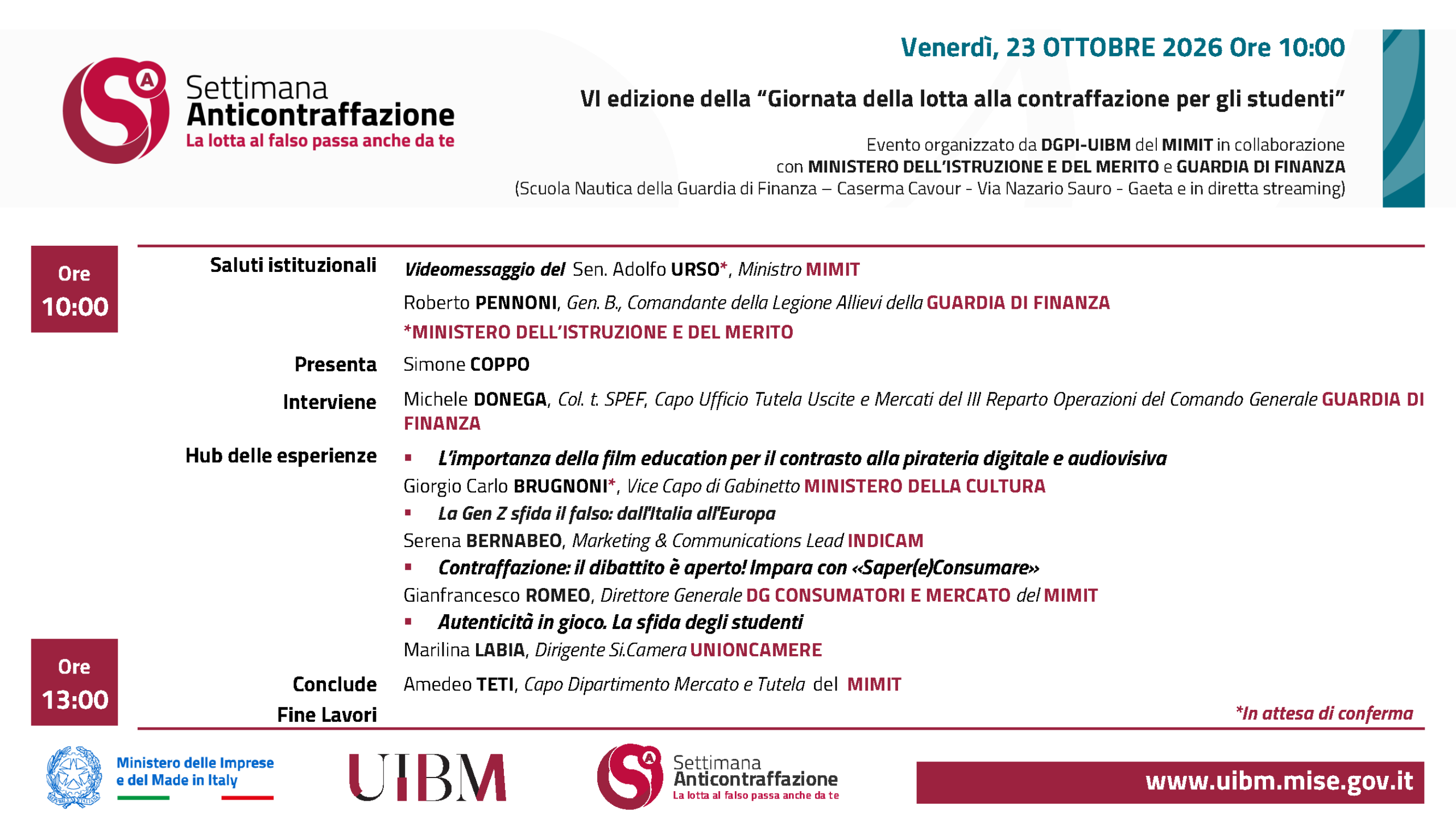 Sesta edizione della Giornata della lotta alla contraffazione per gli studenti